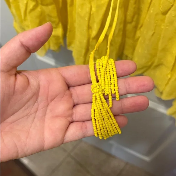 Farm Rio Mini Yellow Dress with Beaded Tie - Picture 6 of 6